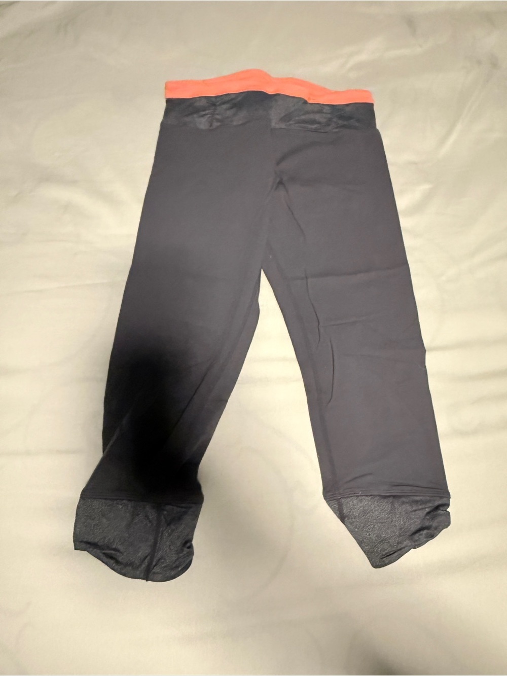 Lululuemon Women’s Grey Capri Leggings with Coral Waistband